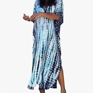 Blue Tie-Dye Women's Swim Cover-Up